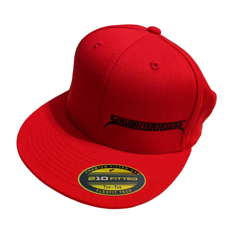 Red Flexfit Hat Black Logo